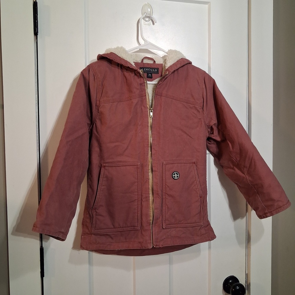 Lincoln Outfitters Hooded Jacket Kids YM 10/12 Rose Canvas Sherpa 3M Thinsulate